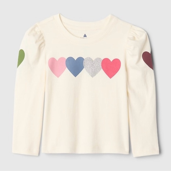 Baby Gap Heart Long Sleeve T Shirt & Matching Ribbed Pink Flare Pants NWT 12-18 - Picture 3 of 8